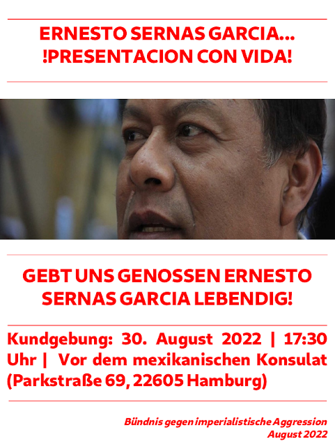 Kundgebung BgiA in HH Ernesto Sernas Garcia am 30 August 22