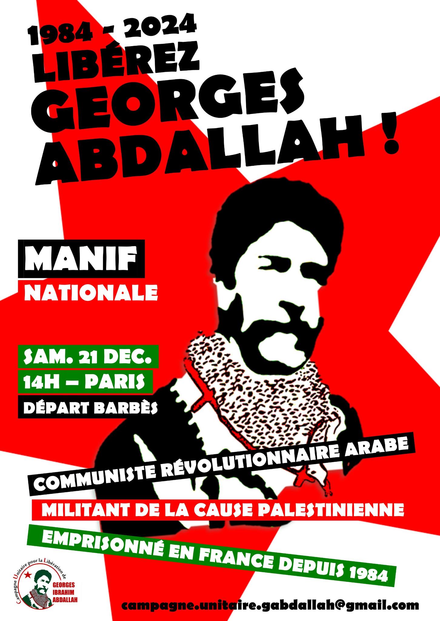 Aktionstag am 21.12.24 für die Freilassung von Georges Abdallah