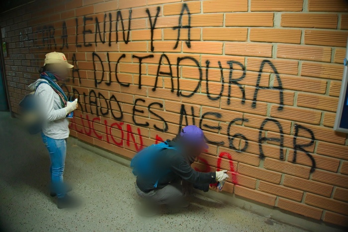 Slogans celebrating the October Revolution in the University of Antioquia