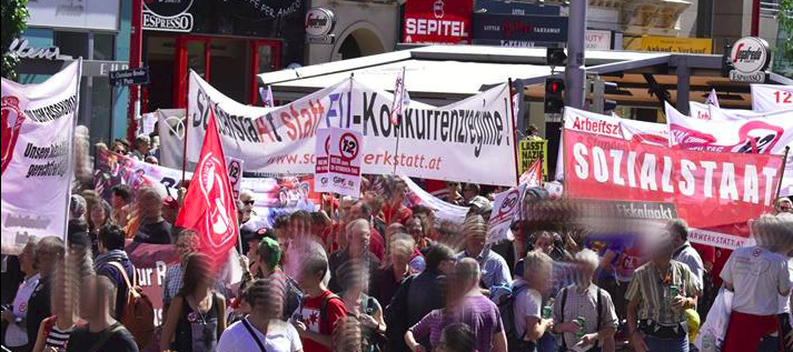 Demonstration against planned labour law in Austria