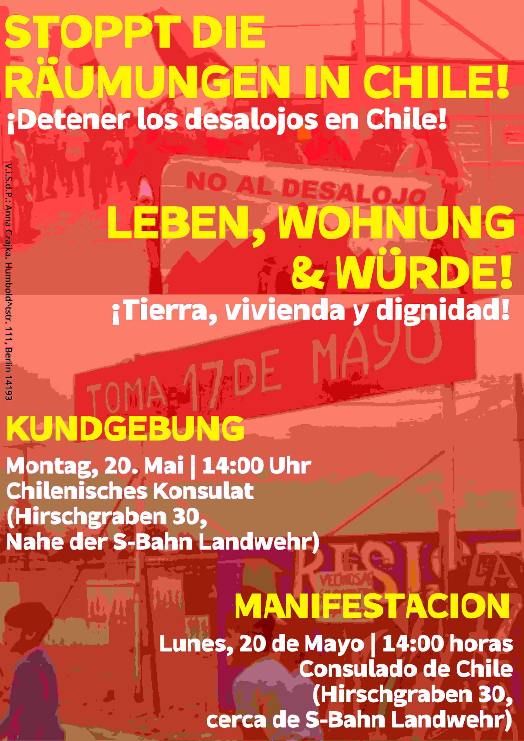 Hamburg: Kundgebung gegen Räumung von Landbesetzungen in Chile