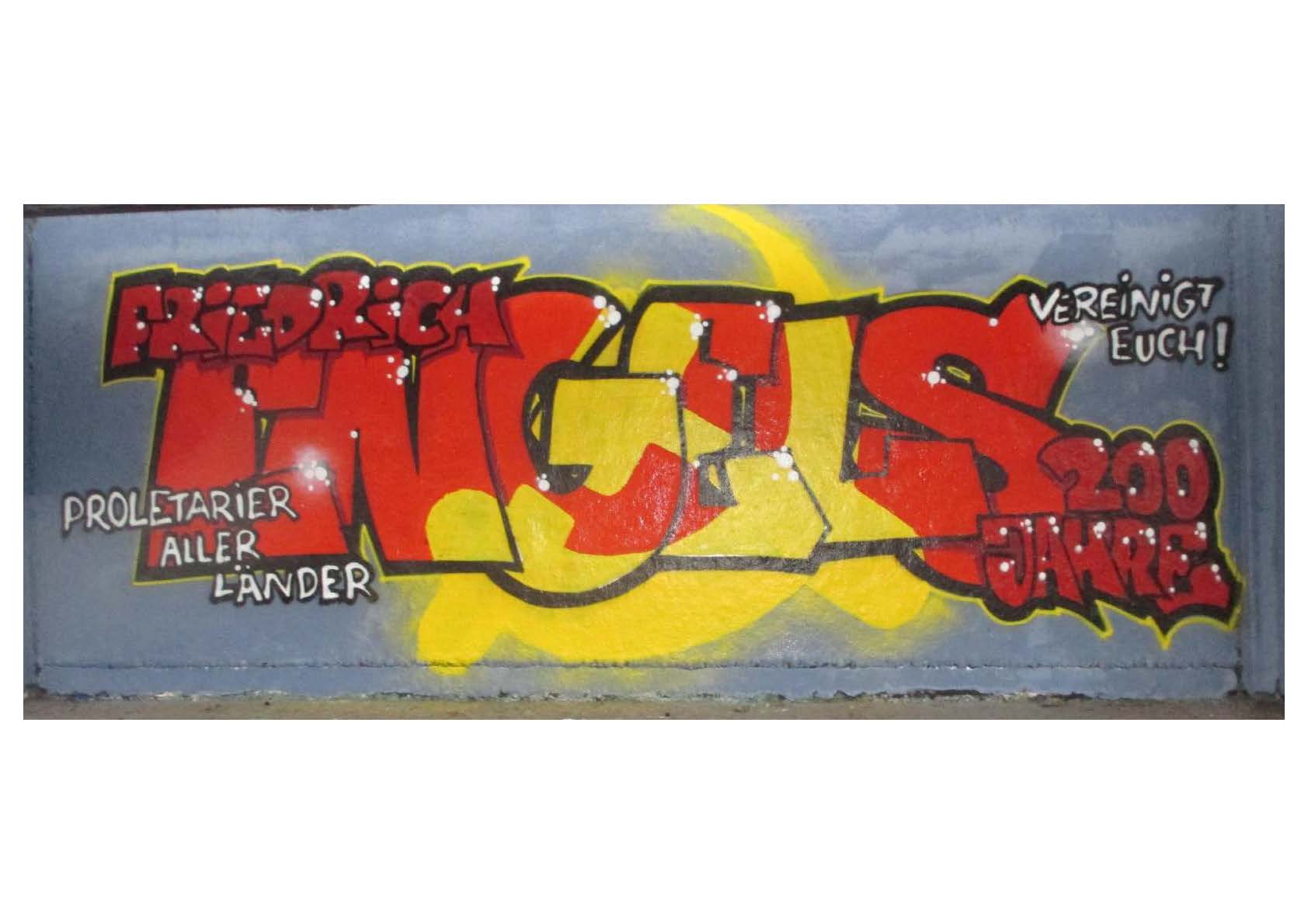 Graffiti in honor of the 200th anniversary of the birth of Friedrich Engels