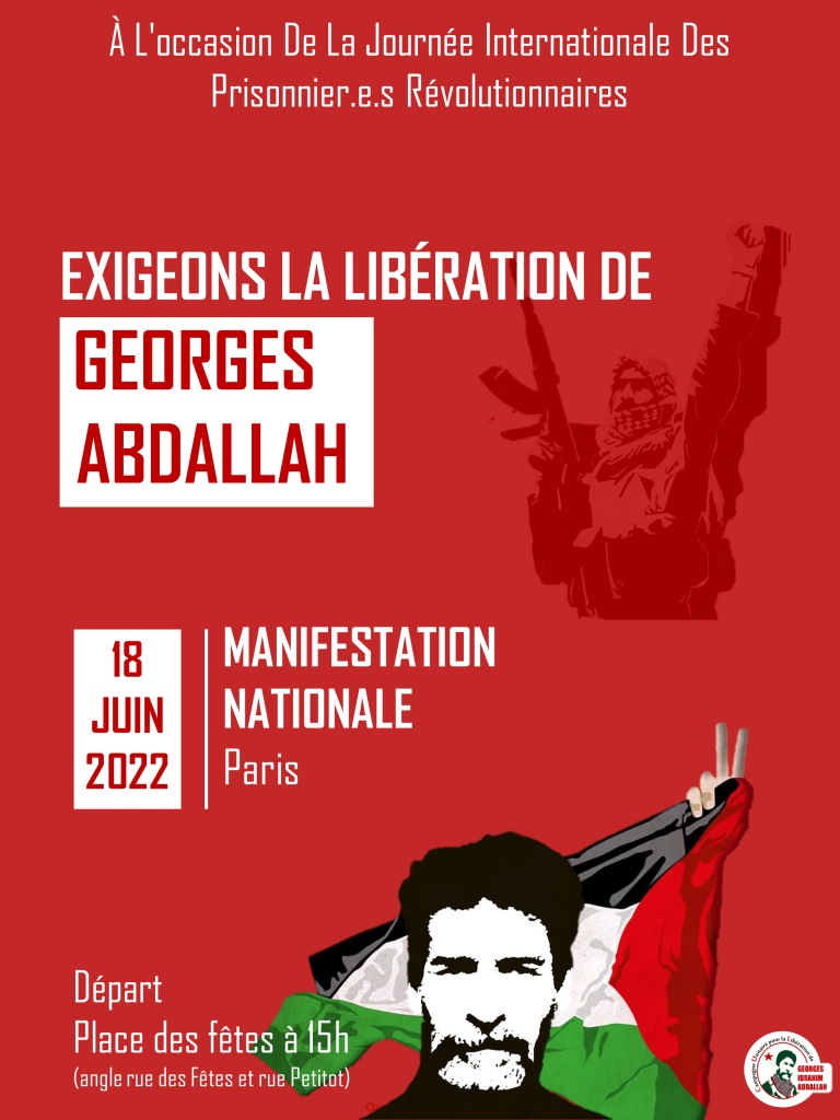 Aufruf zur massiven Teilnahme an der nationalen Demonstration für die Freilassung von Georges Abdallah