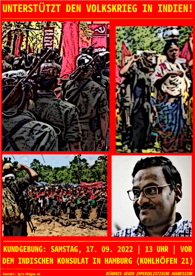 Kundgebung in Hamburg am 17. September: Unterstützt den Volkskrieg in Indien!
