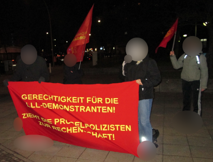 Berlin: Kundgebung „Gerechtigkeit für die LLL-Demonstranten! Zieht die Prügelpolizei zur Rechenschaft!“