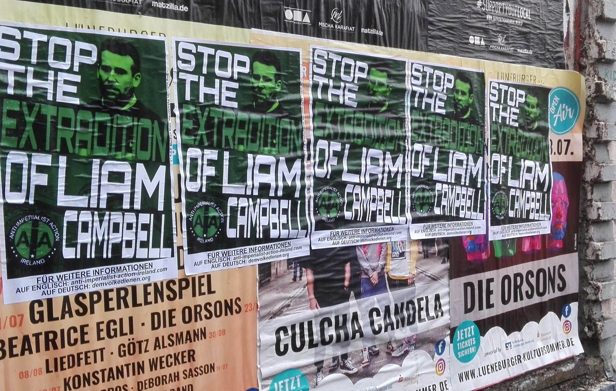 International Solidarity – Posters against the Extradition of Liam Campbell