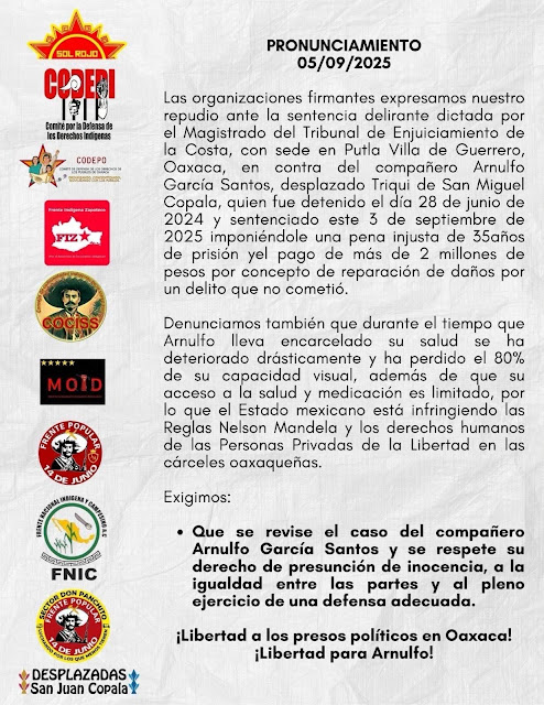 MEXIKO | DRINGEND: Urteil gegen den Genossen Arnulfo García Santos