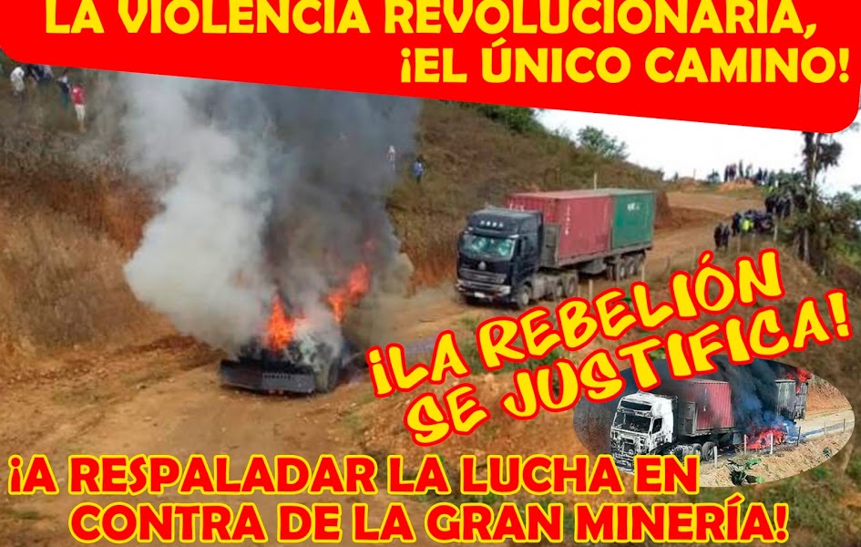 Masses burn armored police carrier and company truck owned by Chinese mining company in Ecuador
