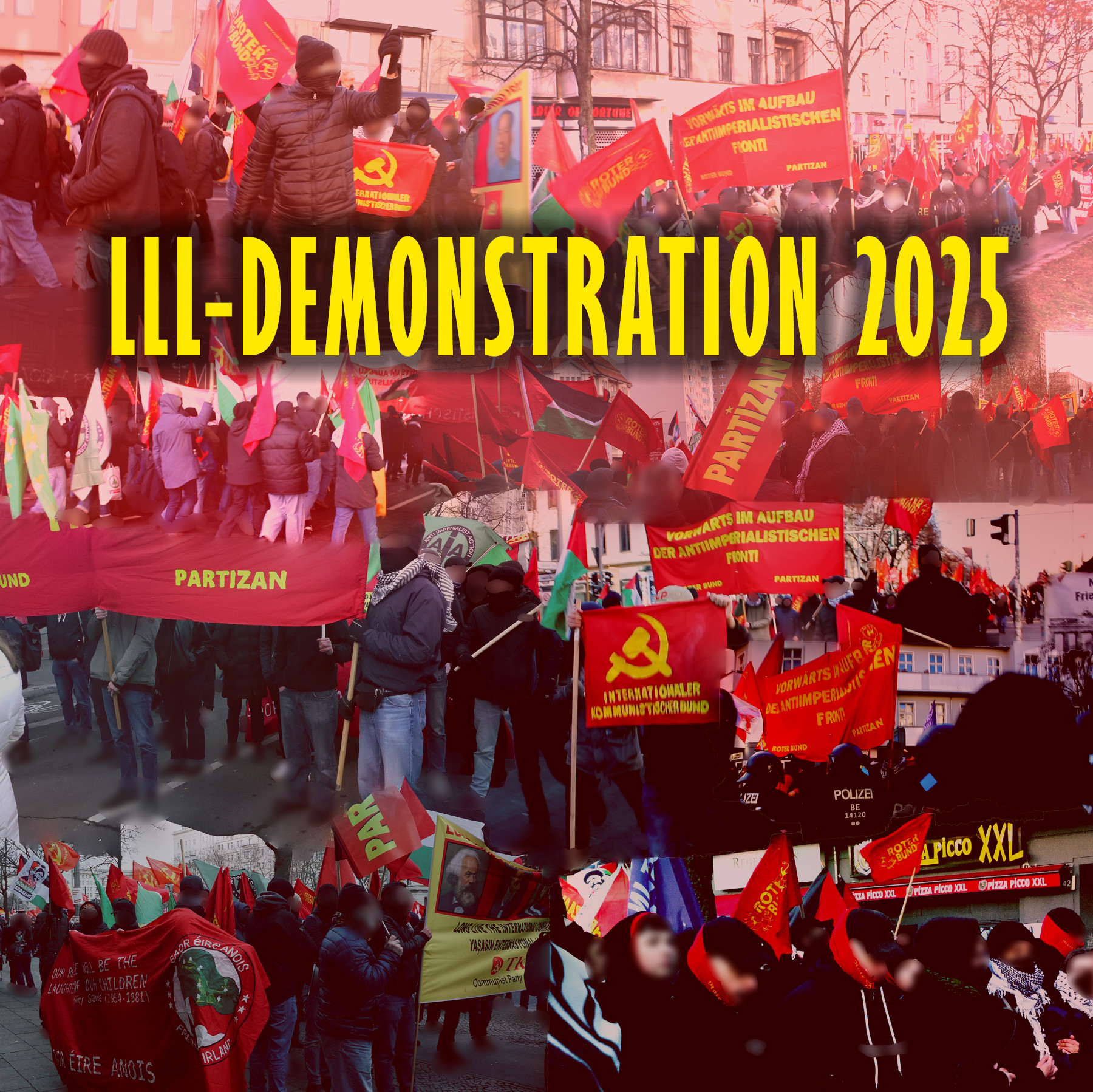 Das Banner der antiimperialistischen Front wird am LLL-Wochenende erhoben