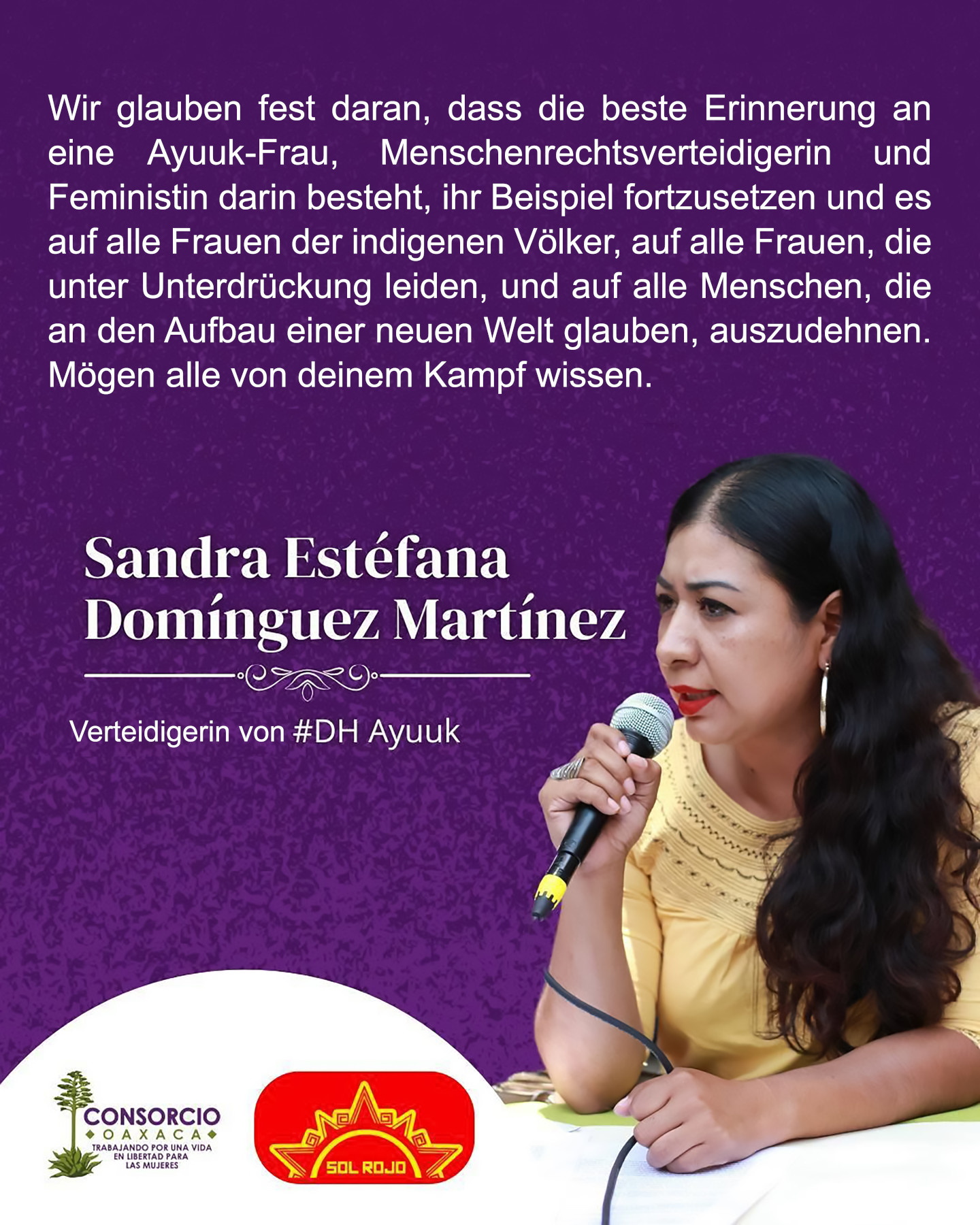 In Gedenken an Sandra Estefana Domínguez Martínez – Mögen alle von deinem Kampf wissen