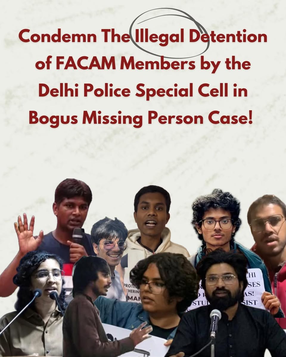 INDIEN | Verurteilt die illegale Inhaftierung von FACAM-Mitgliedern durch die Sonderkommission der Polizei von Delhi in einem vorgetäuschten Vermisstenfall!