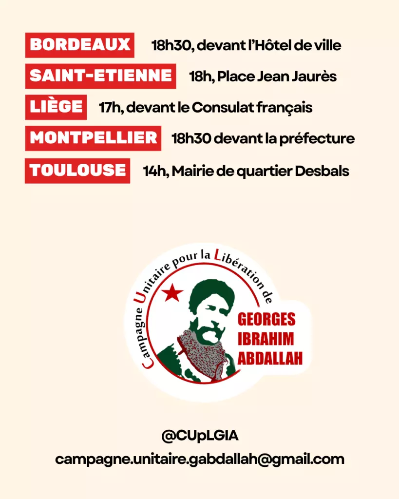 Überall in Frankreich: Freiheit für Georges Abdallah!