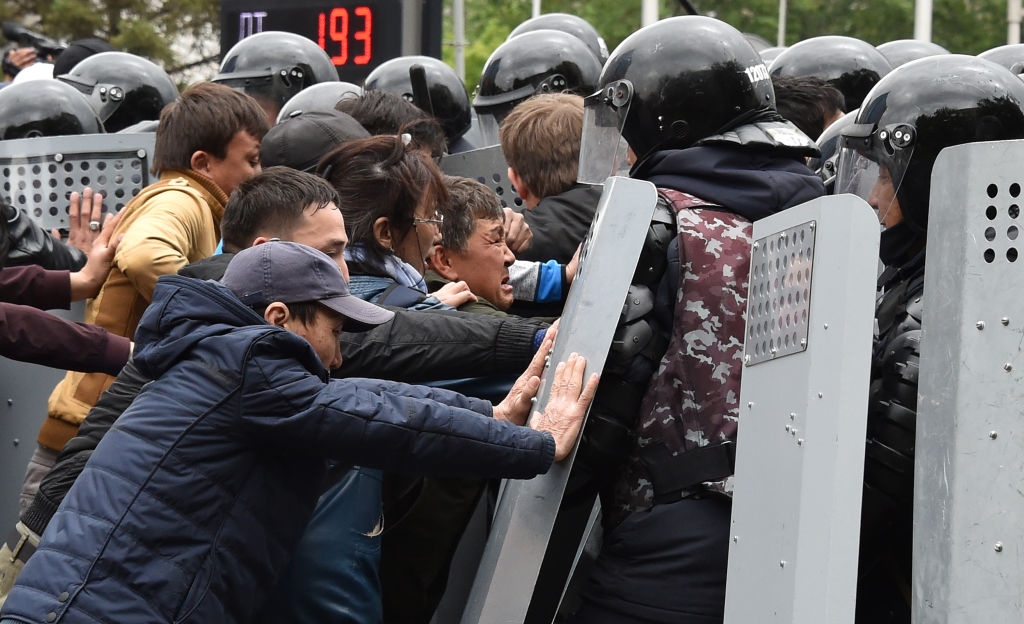 Protests against the polls in Kasachstan