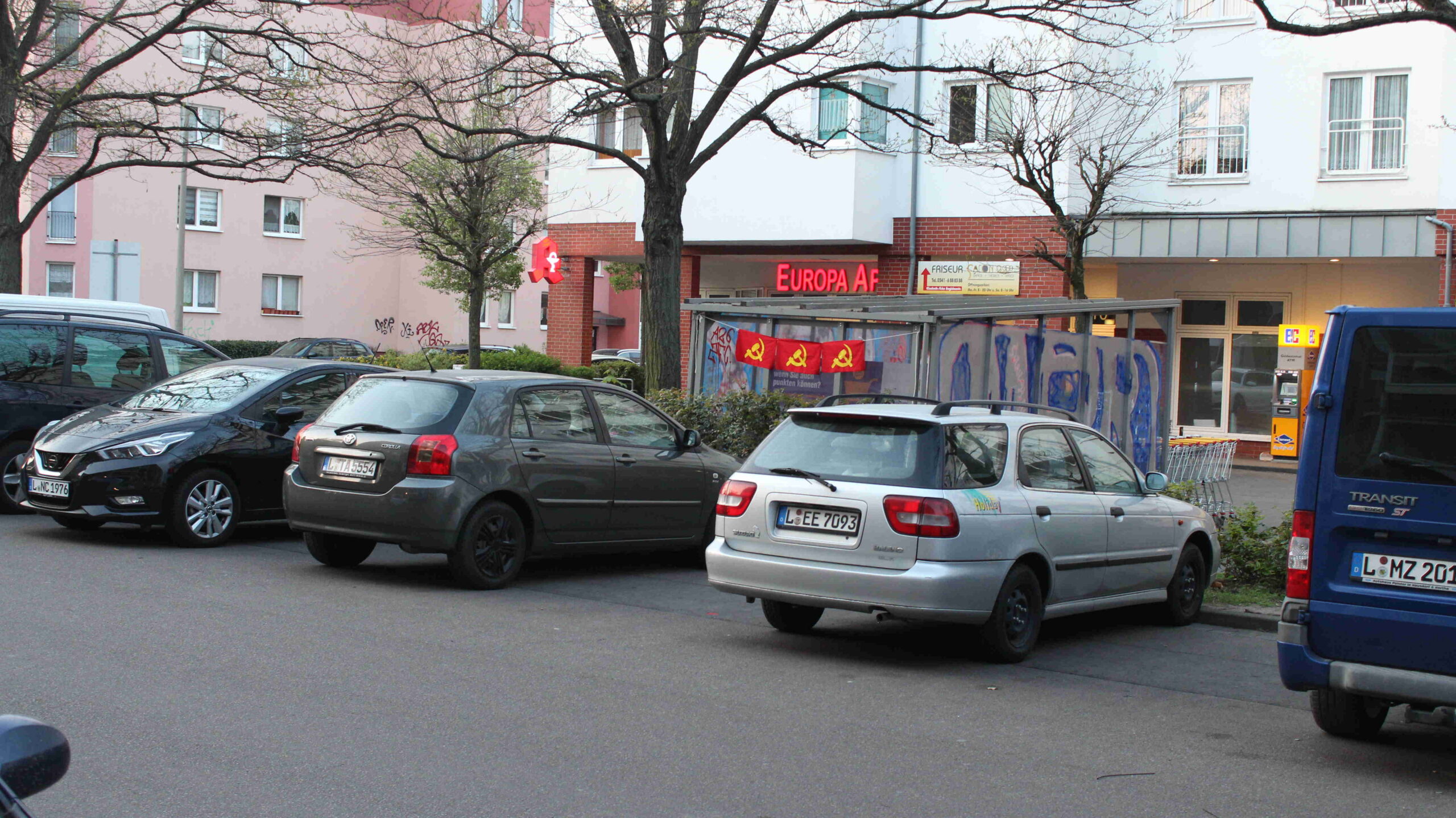 Rote Fahnen in Leipzig