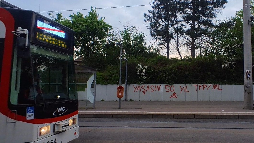 Freiburg: Graffiti on the occasion of 50 years TKP/ML