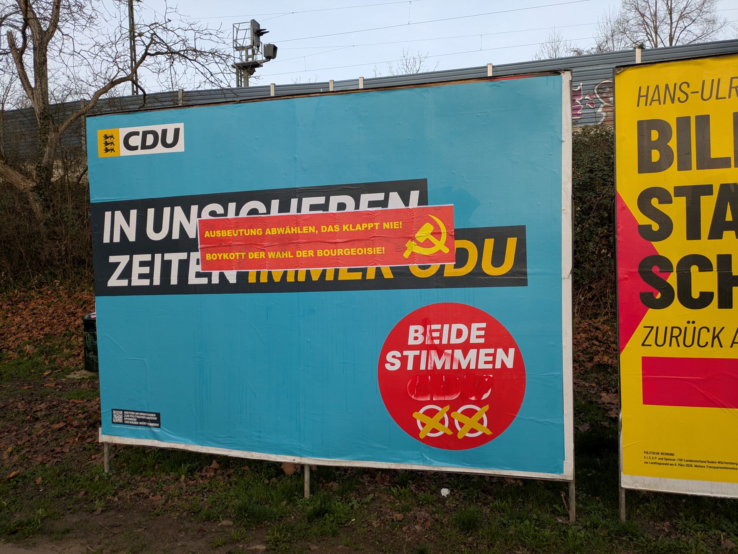 Dazibaos zum Wahlboykott gegen die Landtagswahlen in Baden-Württemberg