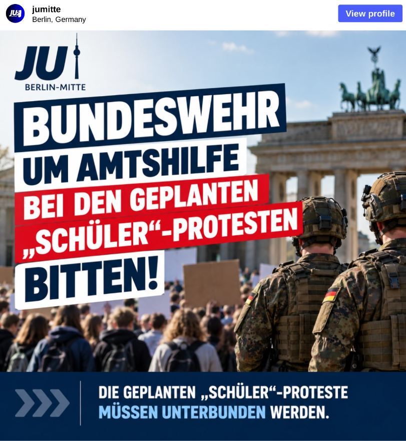 Junge Union fordert Bundeswehreinsatz gegen Jugendproteste